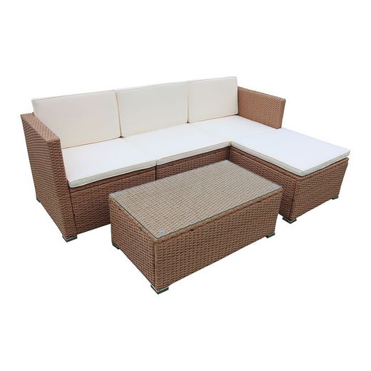 Conjunto Exterior De Sofas + Mesa Modelo Lanzarote III De Ratán Sintetico