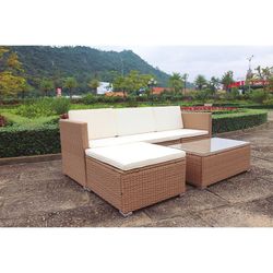 Conjunto Exterior De Sofas + Mesa Modelo Lanzarote III De Ratán Sintetico
