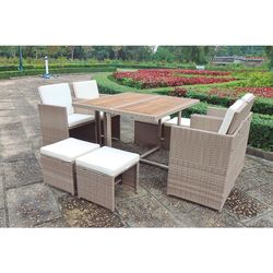 Conjunto Exterior Modelo Cubo Java Ratán Sintético 9 Pzas.
