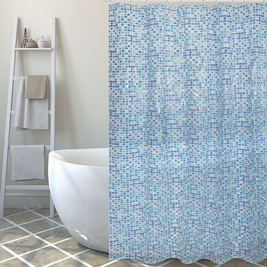 Cortina Baño Pvc 180x200cm.Concept Azul