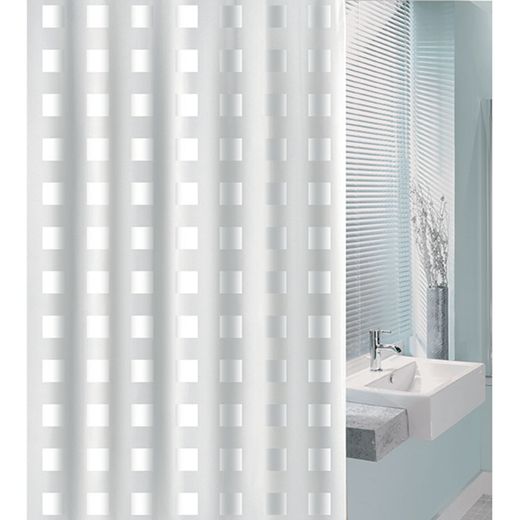 Cortina Baño Pvc 180x200cm.Cuadro Bco.