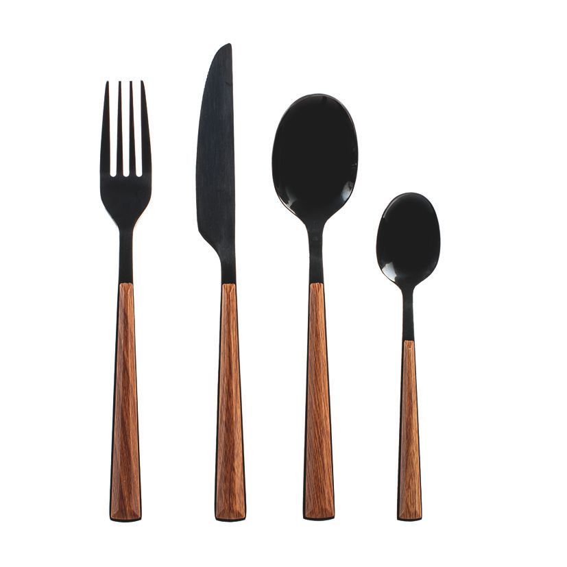 Cuberteria Inox.24 Pz.Sylva Negro Lucido