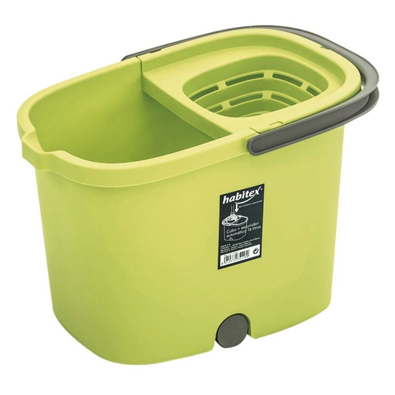 Cubo Rectangular Con Escurridor 16l Verde Habitex