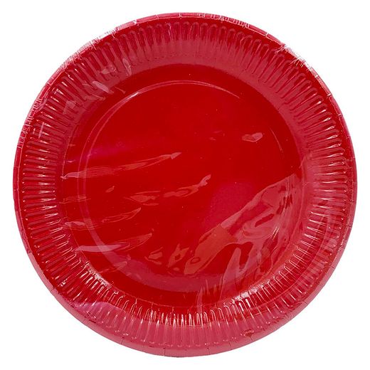 Display 12 Packs 12 Platos 23Cm. Rojo
