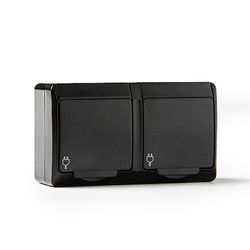 Doble Base Lateral Estanco 16A-250V Negr