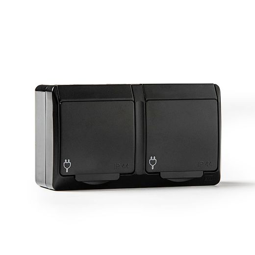 Doble Base Lateral Estanco 16A-250V Negr