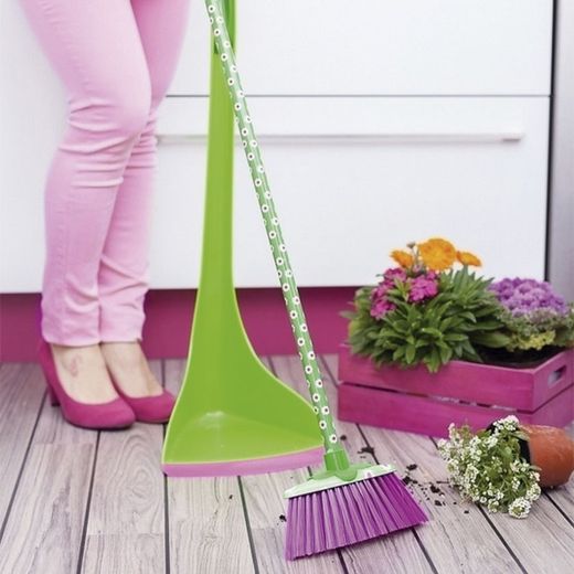 Escoba 102cm.+Recogedor Flower Pow.Vigar