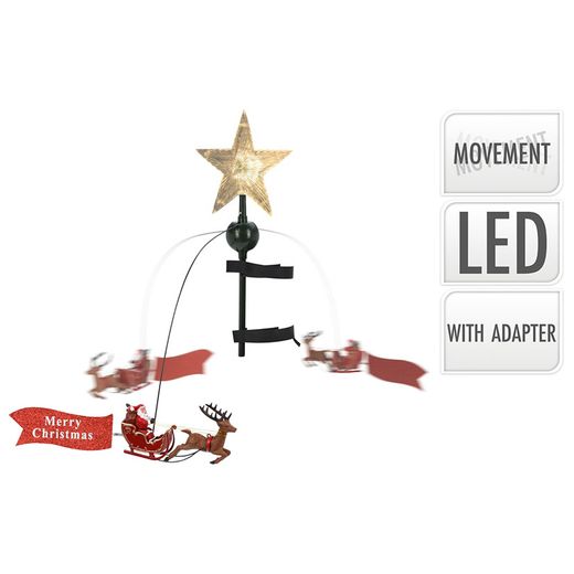 Estrella Arbol C/Papa Noel En Movimiento