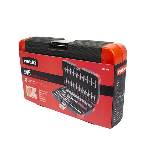 Estuche Vasos Y Puntas 46 Piezas Cromo Vanidio Ratio