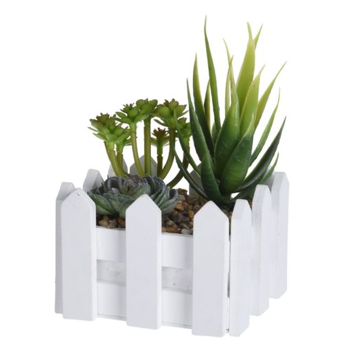 Jardinera Madera Planta Artif.10X10X15Cm