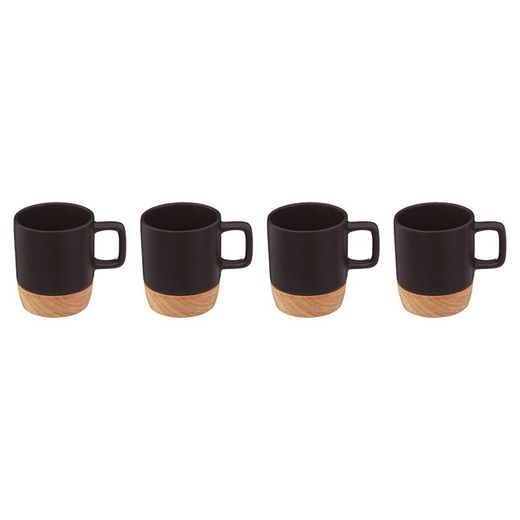 Jgo. 4 Tazas Cafe Negro/Bambu 12 Cl.