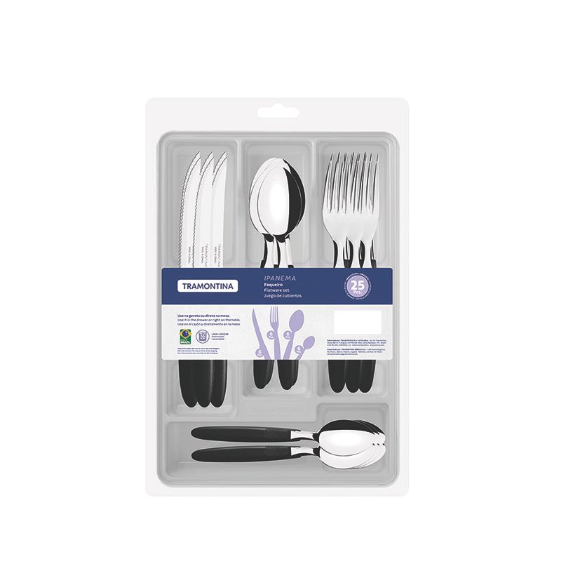 Juego De Cubiertos 25 Pzas Negro Ipanema