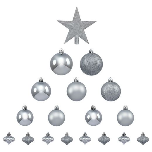 Kit Decoracion Navidad 18 Piezas Plata