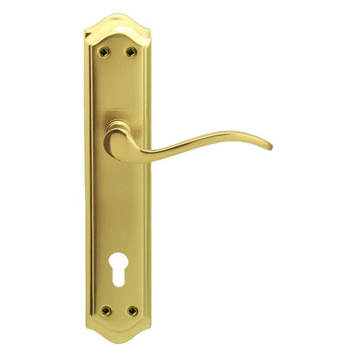 Manilla Puerta Con Placa Latonada Con Bocallave 85. 49xh256mm