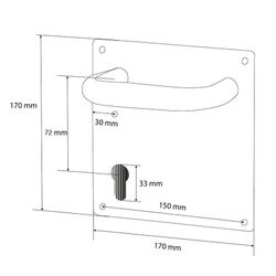 Manilla Con Placa 170x170mm Inox Con Bocallave 72