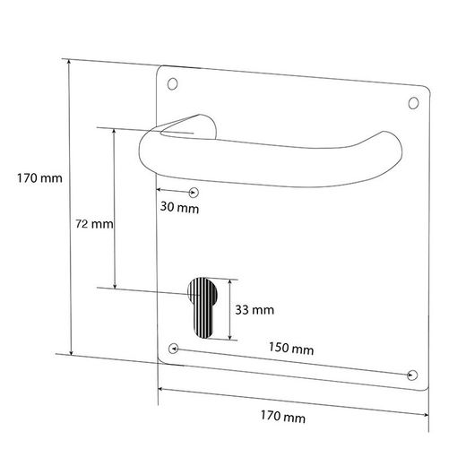 Manilla Con Placa 170x170mm Inox Con Bocallave 72