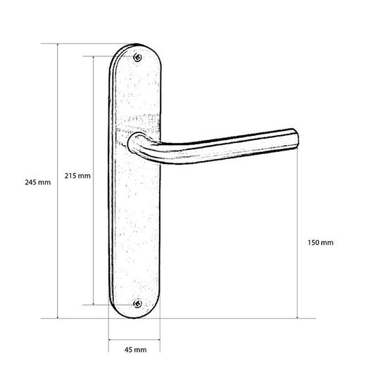 Manilla Puerta Con Placa Tornillo 45x245 Mm Inox