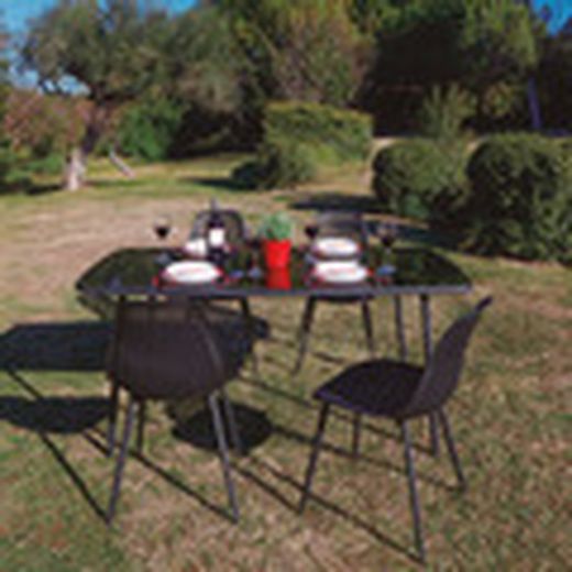 Mesa De Acero Con Sobre De Cristal Modelo Dublin