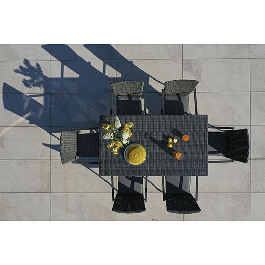 Mesa Acero/Ratán. Medidas 160 X 90cm.