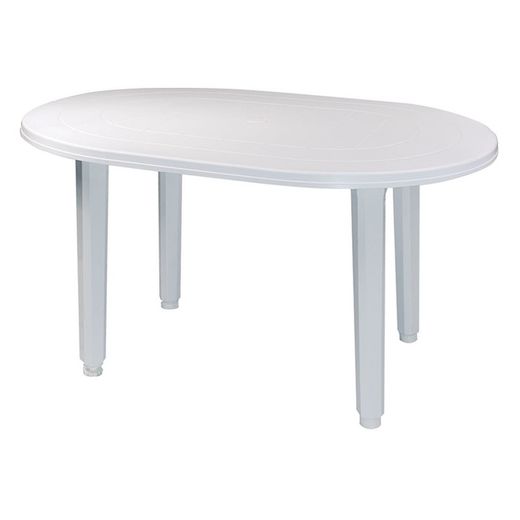 Mesa De Resina Oval 130 X 90cm. Color Blanco