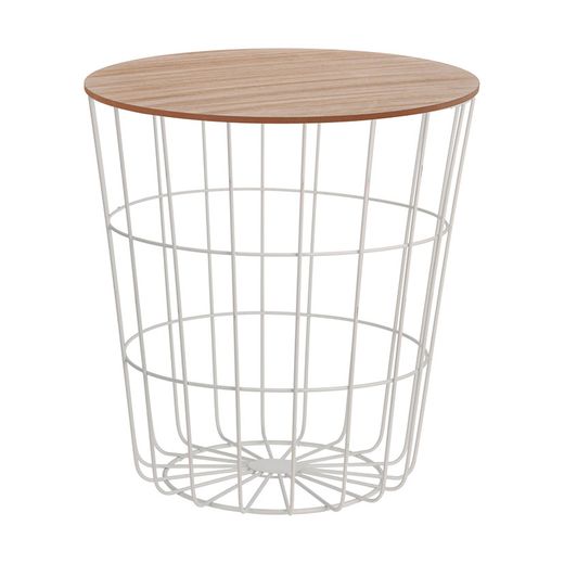 Mesa Madera/Acero Ø 39x41 Cm. Blanco