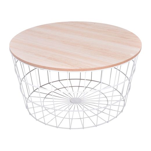 Mesa Madera/Acero Ø 68x34,5 Cm