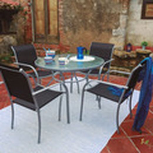 Mesa Metal/Cristal Redonda 100 Cm.