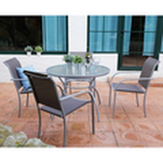 Mesa Metal/Cristal Redonda 85 Cm.