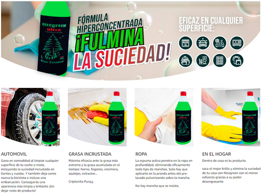 NiceGreen Ultra - Multilimpiador Potente, Concentrado y ecologico / Limpieza para Hogar y Oficina