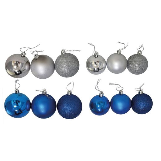 Pack 24 Bolas 6 Cm. Azul/Plata