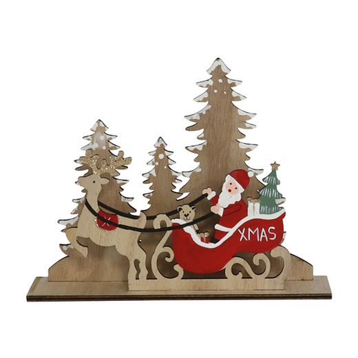 Paisaje Trineo Santa Madera 17,6X22,5 Cm