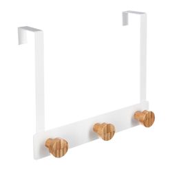 Percha P/Puerta Metal/Bambu 3 Pom.Bco.