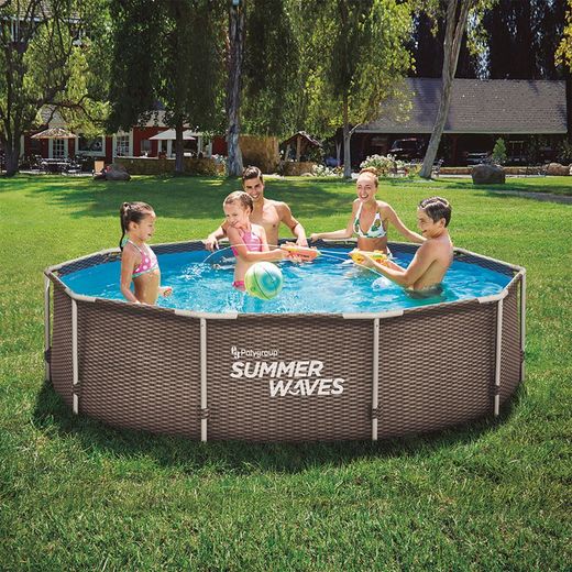 Piscina Tub.Ø366x76 Cm+Depur.Imit.Rattan