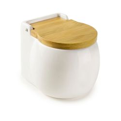 Salero Redondo Ceramica Tapa Bamboo
