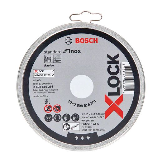 Set 10 Discos Corte Inox/Metal Bosch X-Lock Standard
