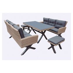 Set Conjunto Ratán Modelo Pascua 2Sofas+2Pufs+Mesa