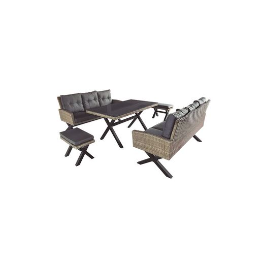 Set Conjunto Ratán Modelo Pascua 2Sofas+2Pufs+Mesa